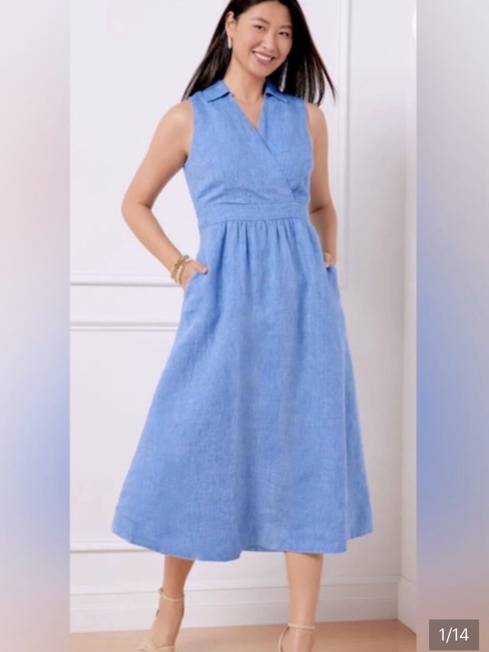 Talbots Blue Linen Dress